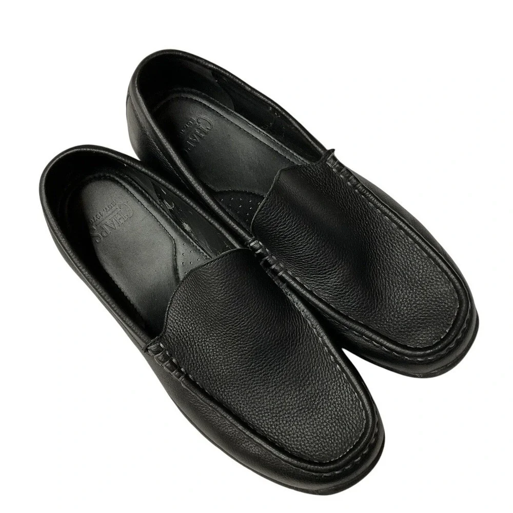 Chaps Men's Leather Loafers‎ Slip On Shoes Size Black  10.5 D Comfort